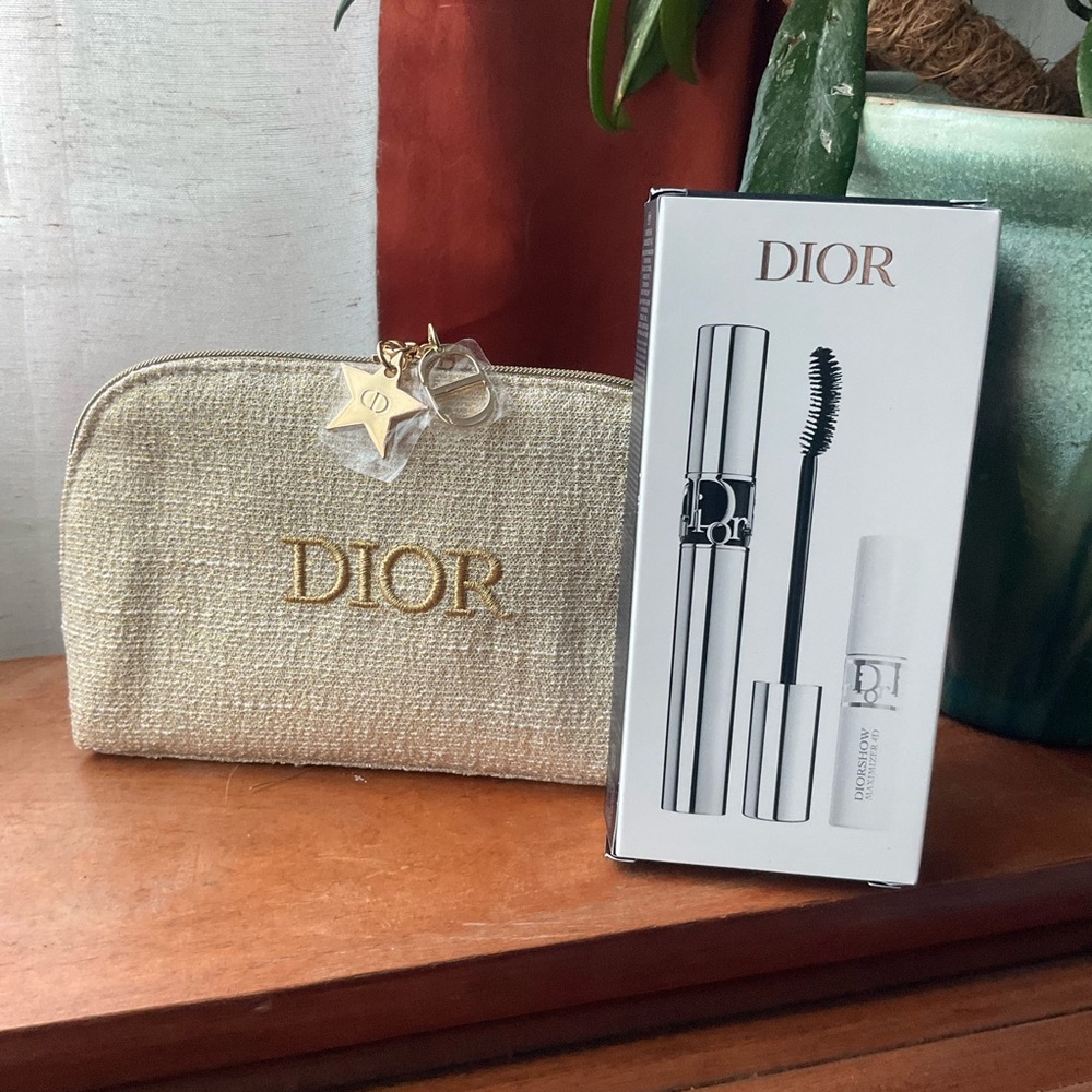 Dior Gold and Cream Makeup Bag with Mascara
